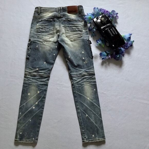 Preme NWOT Light Stone Wash Distressed Skinny Jeans Men 32 - Picture 7 of 10